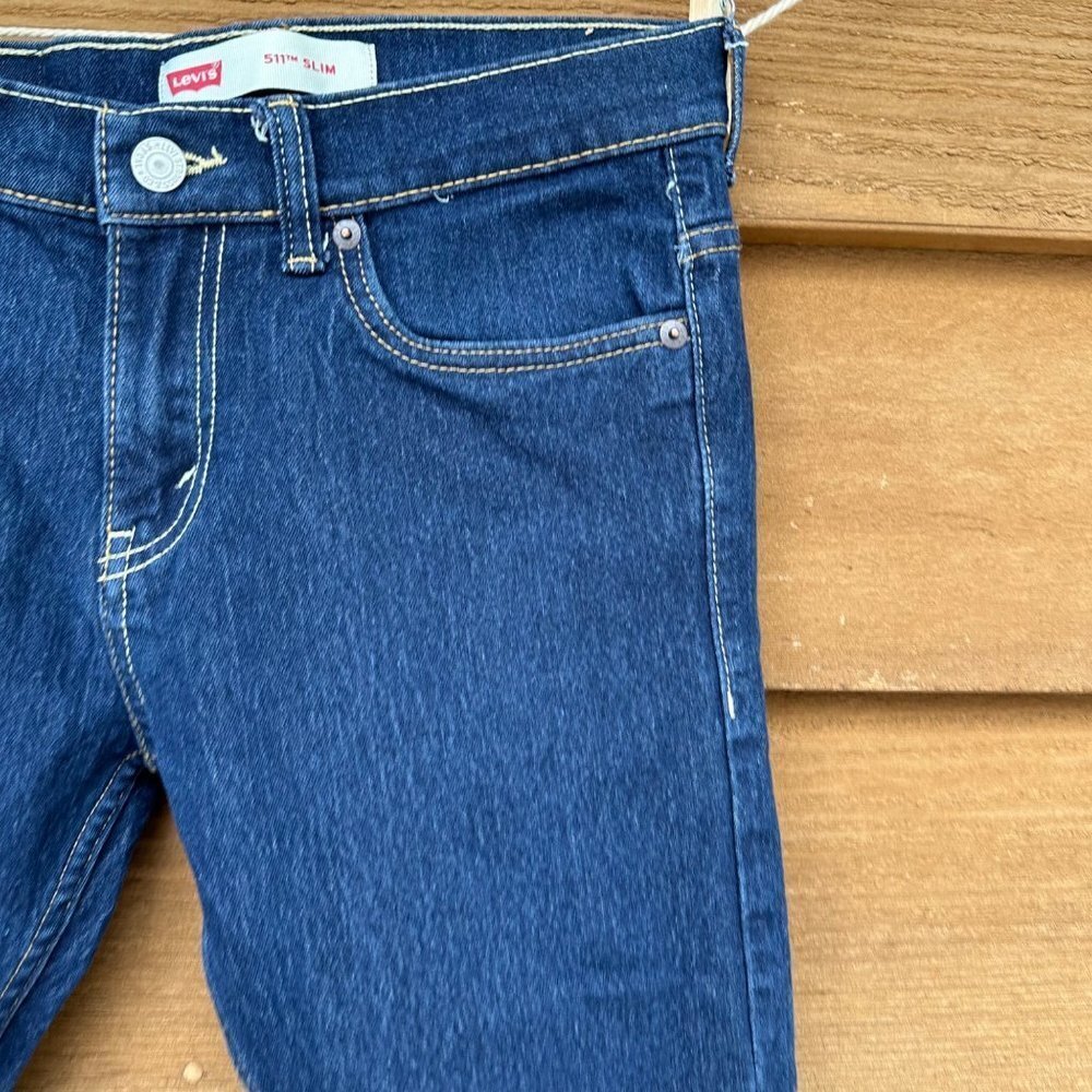 Levi’s 511 Kids Boys Denim Slim Dark Blue Jeans - Picture 2 of 12